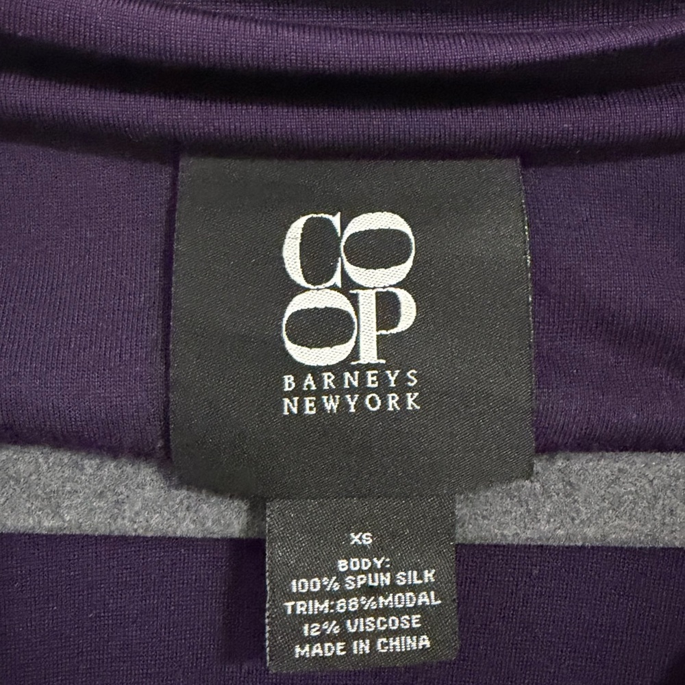 Barneys New York 100% Silk Purple Ruched Cowl Neck Midi Dress XS Draped - Picture 3 of 7